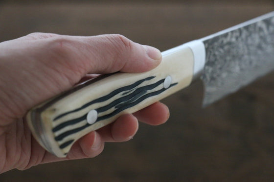 Takeshi Saji R2/SG2 Black Damascus Gyuto 210mm Cow Bone Handle - Japanny - Best Japanese Knife