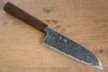  Seisuke Nami AUS10 Mirrored Finish Damascus Santoku Japanese Knife 165mm Oak Handle - Japanny - Best Japanese Knife
