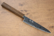  Seisuke Nami AUS10 Mirrored Finish Damascus Petty-Utility  135mm Oak Handle - Japanny - Best Japanese Knife