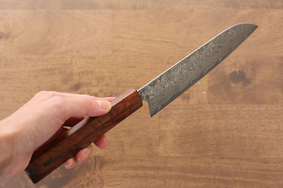 Yoshimi Kato R2/SG2 Damascus Santoku 170mm Sugi wood (Lacquered) Handle - Japanny - Best Japanese Knife