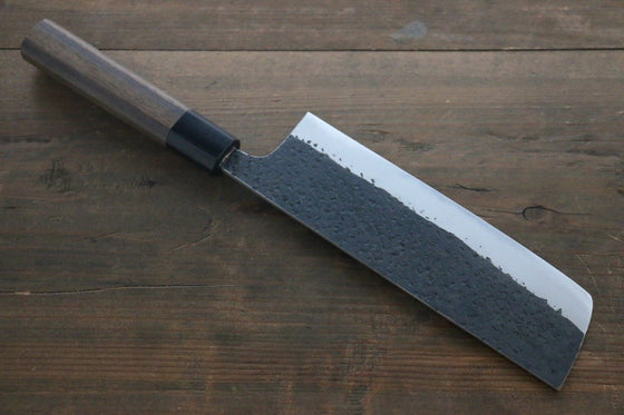 Yu Kurosaki Blue Super Hammered Nakiri Japanese Knife 180mm - Japanny - Best Japanese Knife