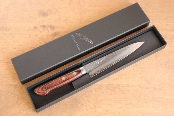 Seisuke Swedish Steel Petty Mahogany Handle&Black Towel Gift set - Japanny - Best Japanese Knife