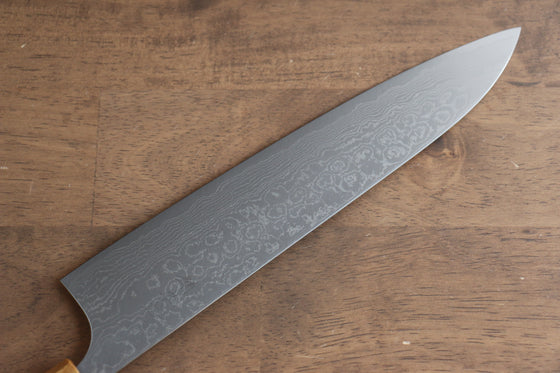 Katsushige Anryu VG10 Migaki Finished Damascus Gyuto  240mm Oak Handle - Japanny - Best Japanese Knife
