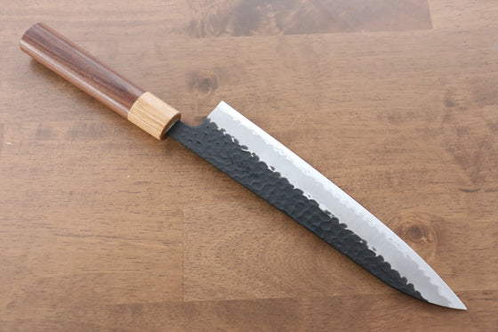 Seisuke Kokubyaku Blue Super Hammered Kurouchi Gyuto 210mm Morado Handle - Japanny - Best Japanese Knife