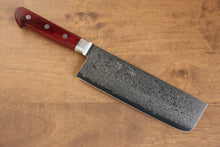  Seisuke VG10 33 Layer Mirrored Finish Damascus Nakiri  165mm Red Pakka wood Handle - Japanny - Best Japanese Knife