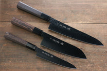  Sakai Takayuki Sakai Takayuki Kurokage VG10 Hammered Teflon Coating Gyuto, Santoku & Petty 150mm with Wenge Handle Set - Japanny - Best Japanese Knife