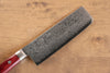 Seisuke VG10 33 Layer Mirrored Finish Damascus Nakiri  180mm Red Pakka wood Handle - Japanny - Best Japanese Knife