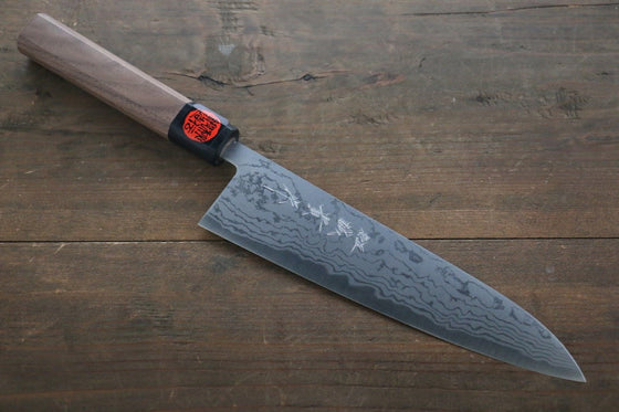 Shigeki Tanaka Blue Steel No.2 Damascus Gyuto  210mm Walnut Handle - Japanny - Best Japanese Knife