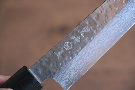 Makoto Kurosaki VG10 Hammered(Maru) Damascus Petty-Utility  135mm Shitan Handle - Japanny - Best Japanese Knife