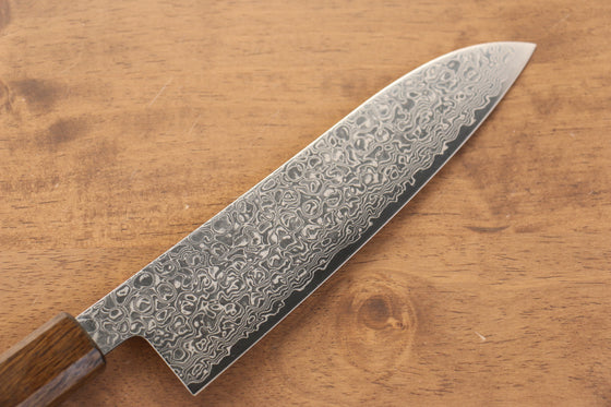 Seisuke ZA-18 Mirrored Finish Damascus Santoku 180mm Oak Handle - Japanny - Best Japanese Knife