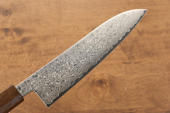 Seisuke ZA-18 Mirrored Finish Damascus Santoku 180mm Oak Handle - Japanny - Best Japanese Knife