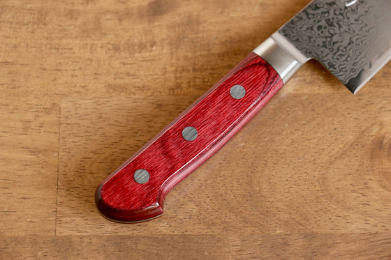 Seisuke VG10 33 Layer Mirrored Finish Damascus Santoku 180mm Red Pakka wood Handle - Japanny - Best Japanese Knife