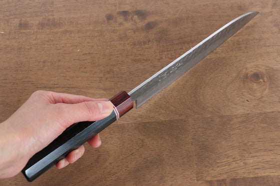 Seisuke VG10 Damascus Santoku 180mm Black Pakka wood Handle - Japanny - Best Japanese Knife