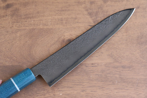 Seisuke VG5 Nashiji Black Dye Gyuto  210mm with Blue Micarta Handle - Japanny - Best Japanese Knife