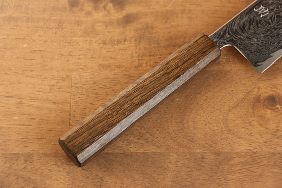 Seisuke Nami AUS10 Mirrored Finish Damascus Gyuto 240mm Oak Handle - Japanny - Best Japanese Knife