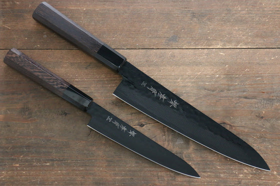 Sakai Takayuki Sakai Takayuki Kurokage VG10 Hammered Teflon Coating Gyuto & Petty 150mm with Wenge Handle Set - Japanny - Best Japanese Knife