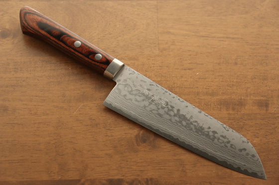 Kunihira Sairyu VG10 Damascus Santoku 170mm Mahogany Handle - Japanny - Best Japanese Knife