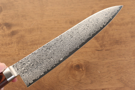 Seisuke Mokusei ZA-18 Mirrored Finish Damascus Gyuto 210mm Brown Pakka wood Handle - Japanny - Best Japanese Knife