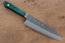  Sakai Kikumori Blue Steel No.1 Santoku Japanese Knife 165mm Green Pakka wood Handle - Japanny - Best Japanese Knife