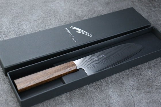 Seisuke VG10 63 Layer Damascus Santoku  170mm Oak Handle - Japanny - Best Japanese Knife