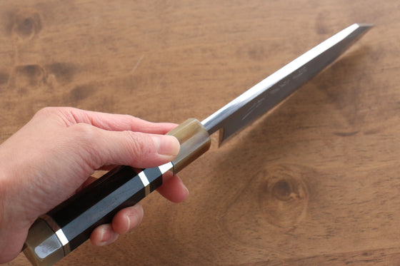 Jikko Shiko White Steel Kiritsuke Deba  120mm Ebony with Double Ring Handle - Japanny - Best Japanese Knife
