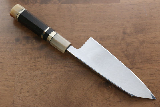 Jikko Shiko White Steel Kiritsuke Deba 150mm Ebony with Double Ring Handle - Japanny - Best Japanese Knife