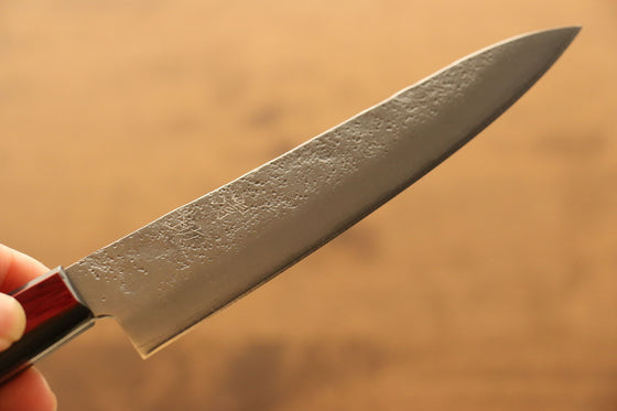 Seisuke Silver Steel No.3 Nashiji Petty-Utility 135mm Red Pakka wood Handle - Japanny - Best Japanese Knife