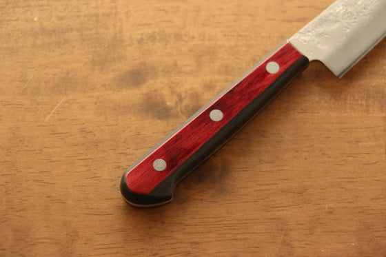Seisuke Silver Steel No.3 Nashiji Petty-Utility 135mm Red Pakka wood Handle - Japanny - Best Japanese Knife