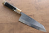 Jikko Shiko White Steel Kiritsuke Deba  180mm Ebony with Double Ring Handle - Japanny - Best Japanese Knife