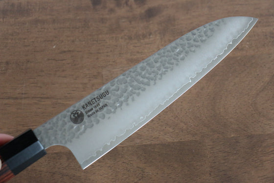 Seki Kanetsugu Heptagon Wood VG10 Hammered Santoku 170mm Pakka wood (heptagonal) Handle - Japanny - Best Japanese Knife