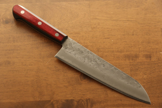 Seisuke Silver Steel No.3 Nashiji Santoku  180mm Red Pakka wood Handle - Japanny - Best Japanese Knife