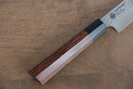 Seki Kanetsugu Heptagon Wood VG2 Hammered Petty-Utility  150mm Pakka wood (heptagonal) Handle - Japanny - Best Japanese Knife