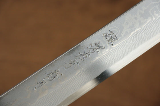 Sakai Takayuki Zangetsu Enten Silver Steel No.3 Damascus Sakimaru Yanagiba  330mm Wenge with Double Water Buffalo Ring Handle with Sheath - Japanny - Best Japanese Knife