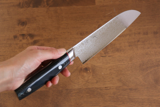 Seisuke Saiun VG10 Damascus Santoku 170mm Black Micarta Handle - Japanny - Best Japanese Knife
