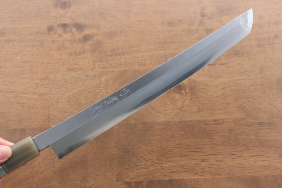 Jikko Shiko White Steel Sakimaru Yanagiba 270mm Ebony with Double Ring Handle - Japanny - Best Japanese Knife