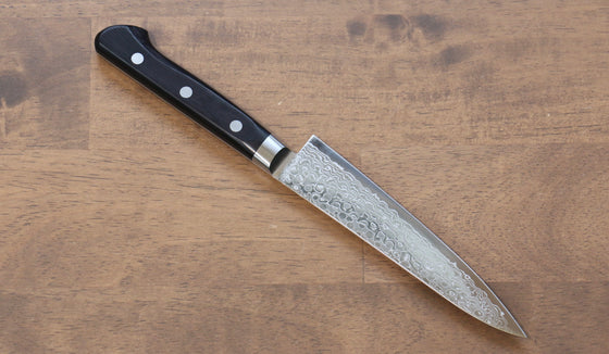 Seisuke AUS10 45 Layer Damascus Migaki Finished Petty-Utility  135mm Black Pakka wood Handle - Japanny - Best Japanese Knife