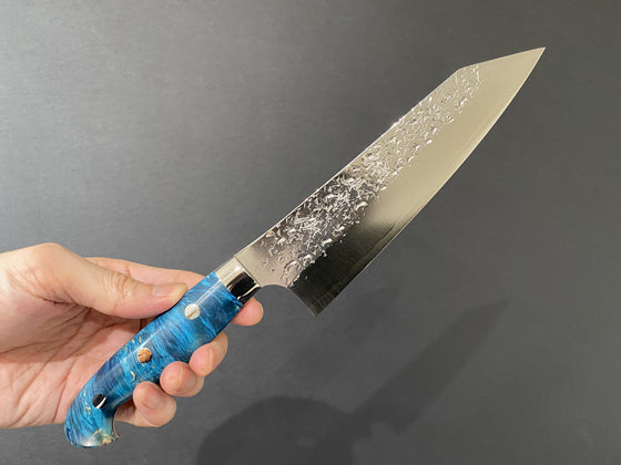 Yu Kurosaki Yu Kurosaki Shizuku R2/SG2 Hammered Santoku Japanese Knife 165mm with Stabilized wood Handle - Japanny - Best Japanese Knife
