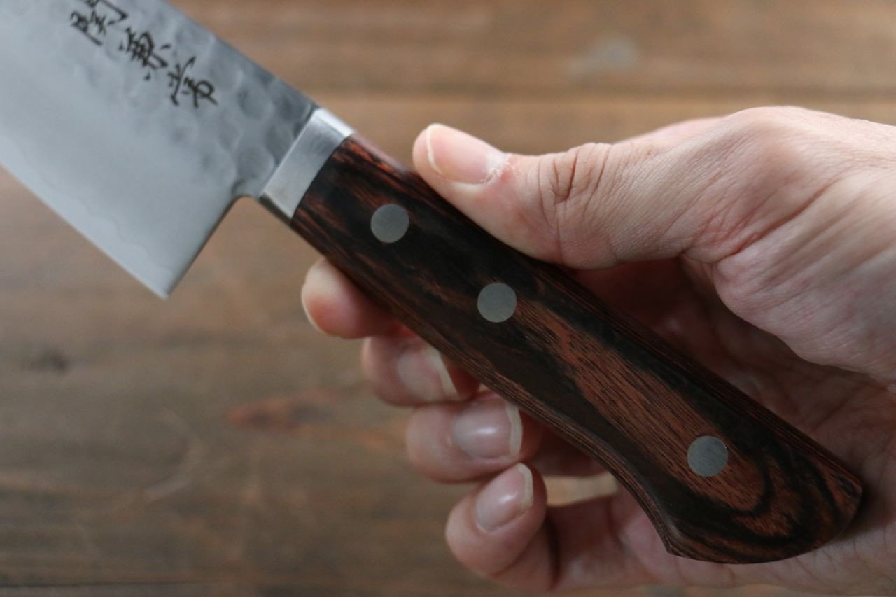 Kanetsune VG1 Hammered Santoku Japanese Knife 165mm Mahogany Handle - Japanny - Best Japanese Knife