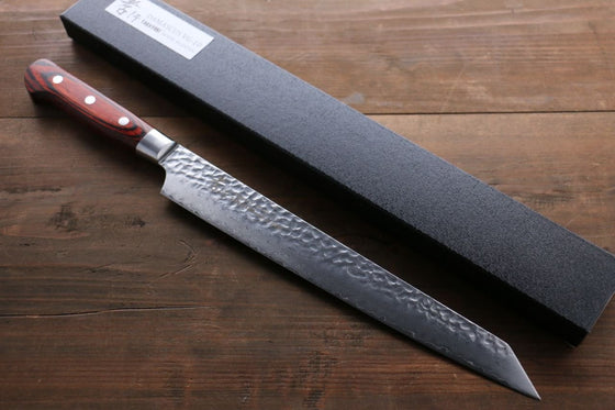 Sakai Takayuki VG10 33 Layer Damascus Kengata Yanagiba 270mm Mahogany Pakka wood Handle - Japanny - Best Japanese Knife