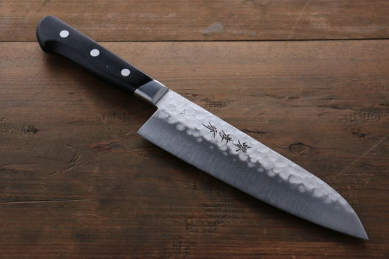 Sakai Takayuki Blue Steel Hammered 3 Layer Santoku Japanese Knife 180mm - Japanny - Best Japanese Knife
