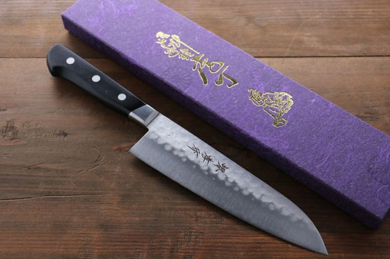 Sakai Takayuki Blue Steel Hammered 3 Layer Santoku Japanese Knife 180mm - Japanny - Best Japanese Knife