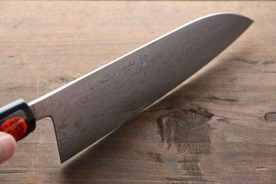 Shigeki Tanaka Blue Steel No.2 17 Layer Damascus Japanese Chef's Santoku Knife 165mm with Magnolia Handle (ferrule: Water Buffalo) - Japanny - Best Japanese Knife