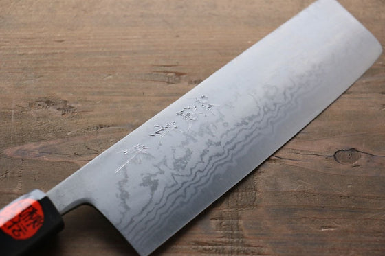 Shigeki Tanaka Blue Steel No.2 17 Layer Damascus Japanese Chef's Nakiri Knife 165mm with Magnolia Handle (ferrule: Water Buffalo) - Japanny - Best Japanese Knife