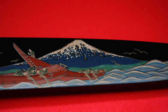 Takeshi Saji R2 Japanese Sujihiki Chef Knife 270mm with Maki-e Art Mt. Fuji & Ship - Japanny - Best Japanese Knife